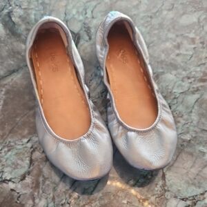Tieks Silver Metallic Leather Ballet Flats